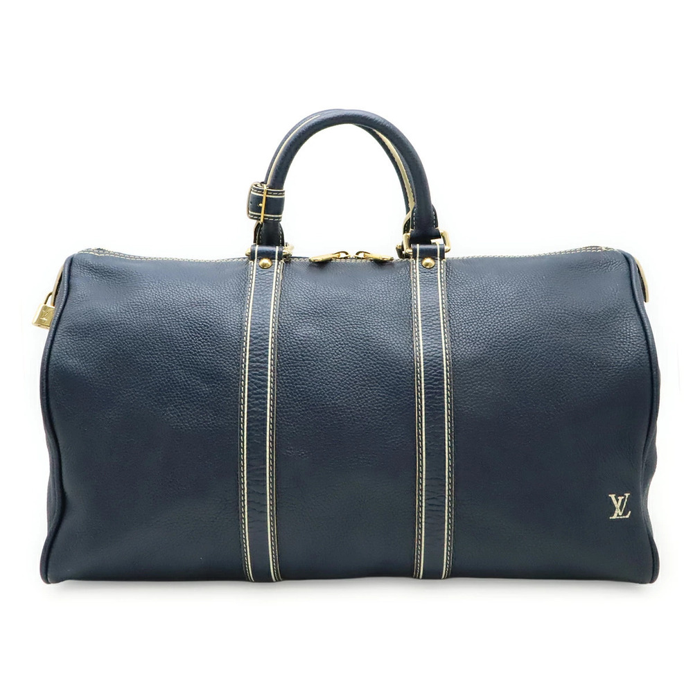LOUIS VUITTON Tobago Keepall Boston Bag Travel Leather Navy Blue